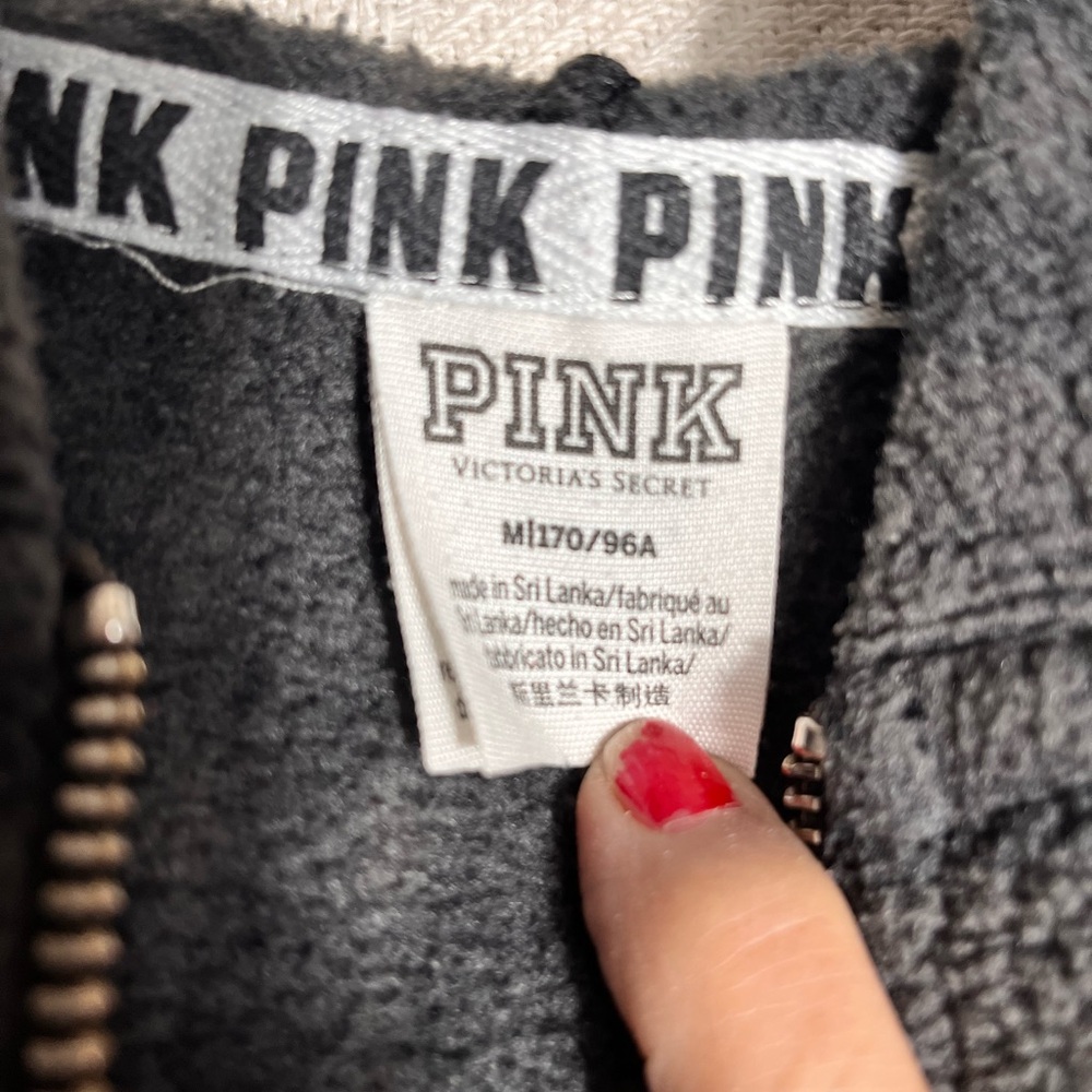 Casual Hoodie by Pink Women’s M Black and Gray 1/4 Zip Soft - Picture 8 of 8